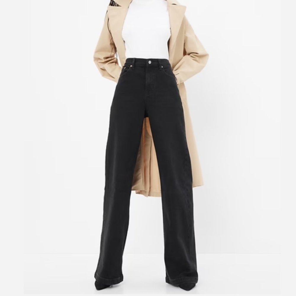 Gap High Rise Stride Wide-Leg Jeans Washed Black 29S